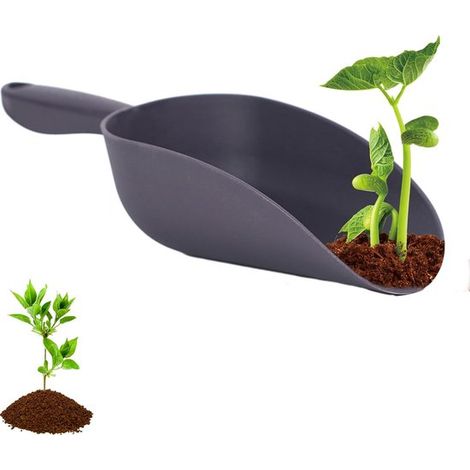 Pala da giardino - Pala per terriccio - Pala per rinvaso - Impugnatura ergonomica - 34 cm - Grigio
