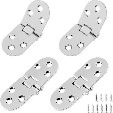 Lot de 4 charnières de table pliantes robustes,charnières à plateau rabattables pour machine à coudre argentée,en alliage de zinc,avec vis de montage (1/5)
