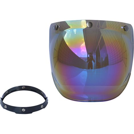 Casque de moto Anti-UV anti-rayures, visière à bulles, pare-vent universel pour visage ouvert Standard à 3 boutons-pression (1/5)