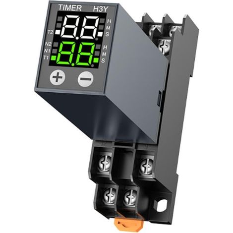 Relais Temporisateur Numérique H3Y 2 avec Base PYF 08A Minuterie Programmable 0 virgule 1 s à 99 h Relais Temporisé 8 Broches (1/5)