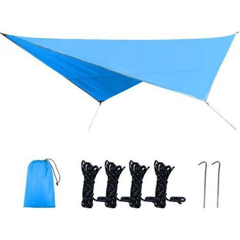 TDR - Bâche de camping portable avec sac de rangement - Imperméable - 320 x 250 cm - 3-4 personnes - Bleue (1/5)
