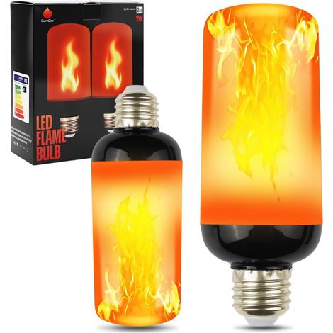 Ampoule à Flamme LED E27 2 Pack,Ampoule Scintillante avec Capteur de Gravité, Lumière Effet Flamme Réaliste pour Décoration Intérieur/Extérieur, Bar, Fête et Halloween (1/5)