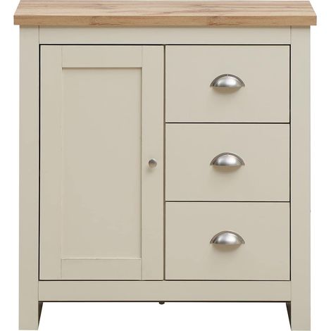 Small Modern Sideboard 1 Door 3 Drawers Cream Oak Top (1/5)