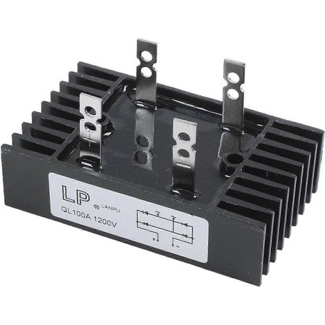 Pont redresseur à diodes monophasé 100 A 1200 V, 4 broches, type QL100 (1/5)