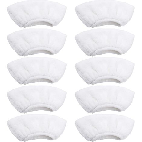 Lot de 10 housses de chiffon en microfibre, accessoires de nettoyage à vapeur, housses de chiffon de nettoyage, accessoires de rechange (blanc) (1/5)