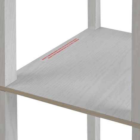 Lampadaire blanc 40W avec interrupteur à cordon, 3 étagères de rangement, matériaux bois et PS, dimensions 26x26x160 cm (1/5)