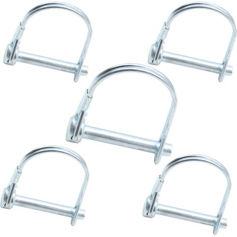 Lot de 5 goupilles de sécurité 6 mm x 40 mm - Avec fermeture à verrouillage en acier galvanisé pour remorques, camions, tracteurs, bennes à benne basculante, ferme, tondeuse à gazon (D6 mm x (1/5)