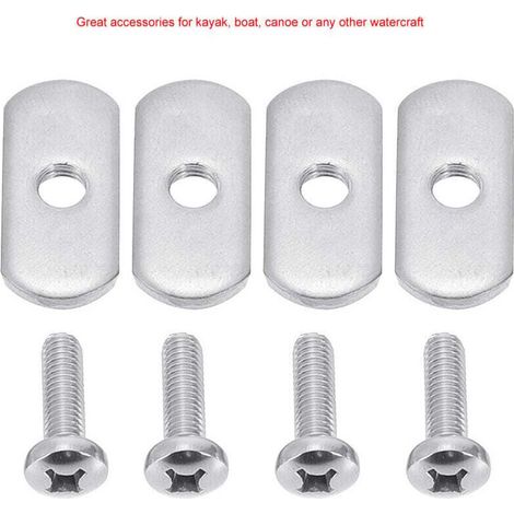 316 Stainless Steel Kayak Rail Rail Screws and Nuts Track Hardware Kayak Mounting Replacement Kit Outdoor Boat Tool Accessories 4pcs M5 10 (1/4)