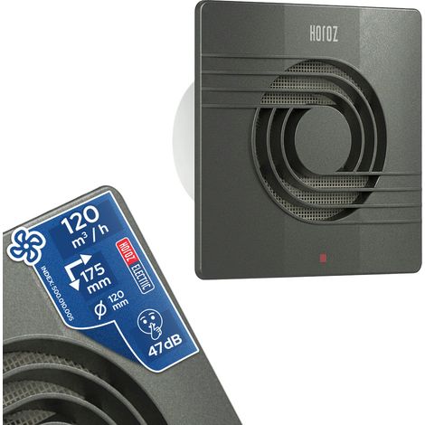 Extracteur d'air simple flux 120 mm antracyt - débit 120 m3/h - Horoz Electric (1/5)