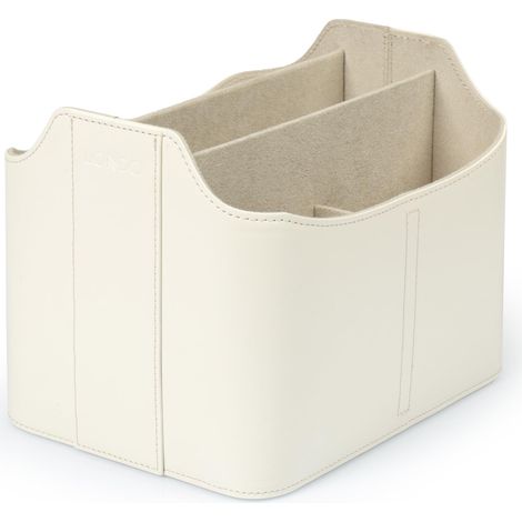 Porte-Télécommande en Cuir – Organisateur de Bureau avec Emplacement Tablette, Rangement Pinceaux Maquillage et Ustensiles, Grand Caddy avec 5 Compartiments (1/5)