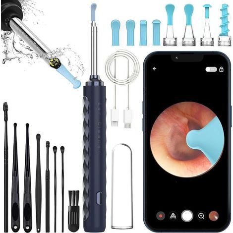 Caméra d'inspection - Nettoyeur d'oreilles avec caméra 1080 HD Wi-Fi - Otoscope avec éclairage et kit d'accessoires (1/5)