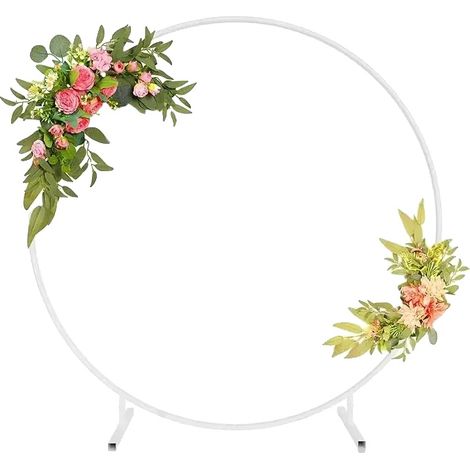 Support de toile, cadre en métal, design rond, 1.8m(70.8in), blanc (1/2)
