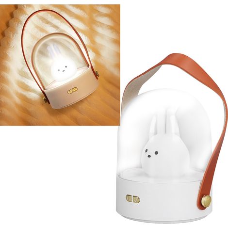 Tragbare Hasen-Nachtlampe, musikalisches Nachtlicht, drei Stufen sanfter Umgebungsbeleuchtung, USB-aufladbare Schreibtischlampe (1/5)