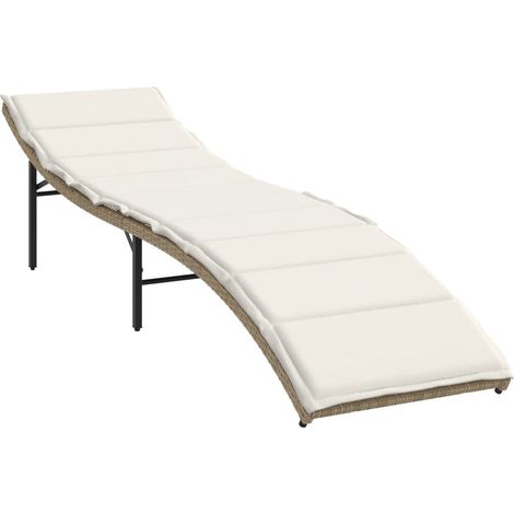 Maison Exclusive - Lettino Prendisole con Cuscino Beige 55x199x50 cm in Polyrattan