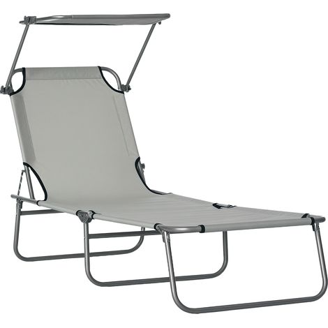 Bain de soleil, gris clair, 187 x 58 x 36 cm, pliable, pour jardin terrasse piscine, détente extérieure, dossier confortable