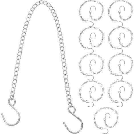 Set mit 10 Hängeketten für Vogelfutterhäuser, multifunktionale Halterungen mit Haken für Dekorationen und Präsentationsflächen – 30,00 x 2,00 x 1,00 cm – Silber (1/3)