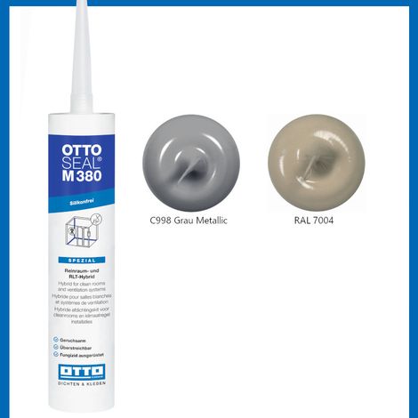 OTTOSEAL M 380 Reinraum- und RLT-Hybrid-Dichtstoff 310 ml Kartusche C998 grau metallic - 3150497 (1/2)