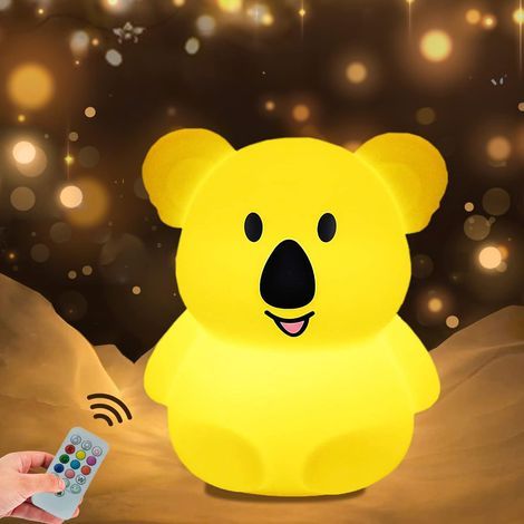 Nachtlicht für Kinder, Silikon-Nachttischlampe / LED-Leuchte / Babyzimmerlampe / Nachtlicht / Helligkeit und Farbe einstellbar, Touch-Steuerung und Fernbedienung – Koala (mittelgroß) (1/5)