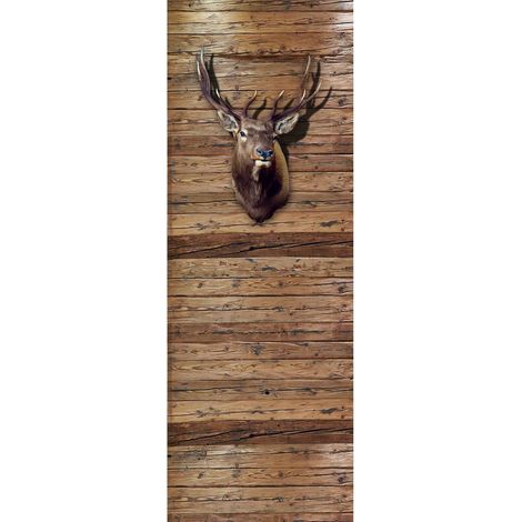 Papier peint panoramique 3d nature et tendance | Tapisserie panoramique trompe l'œil à motifs cerfs | Papier peint panoramique bois animal cuisine - 280 x 100 cm (1 pièce) (1/2)