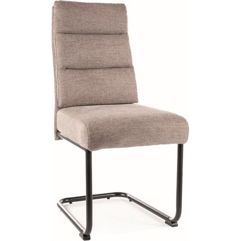 Chaise design en tissu beige avec piètement en métal noir Marilou (1/5)