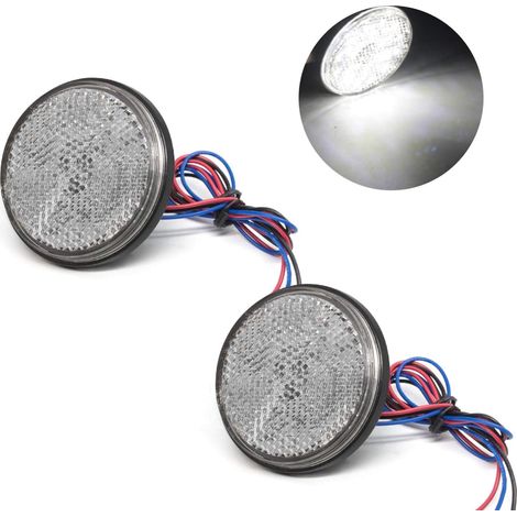 Juego de 2 reflectores LED para motocicleta, luces LED universales para remolque de 24 V, luz trasera de remolque, impermeables, luz de freno (blancas)