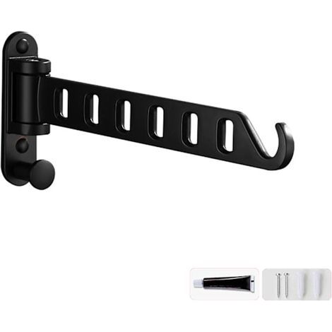 Cintre mural pliable en métal pour lavabo, séchoir, pour la maison, le dortoir, le balcon, robuste, noir, 0,27 (1/4)
