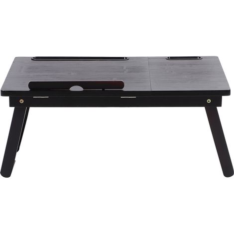 Support pour ordinateur portable pliable et réglable en bambou, table d'appoint pour ordinateur portable, support pour canapé-lit, usage au bureau (1/5)