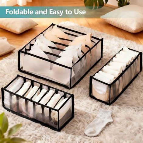 Boite Rangement - Polyester - Pour Tiroir - 32 x 12 x 12 cm - 6 Compartiments Variés - 6 Pièces (1/5)