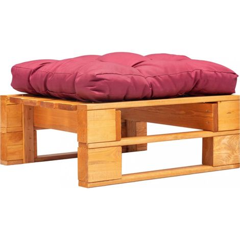 Garten-Palettenhocker mit Rotem Kissen Holz Honigbraun vidaXL (1/5)
