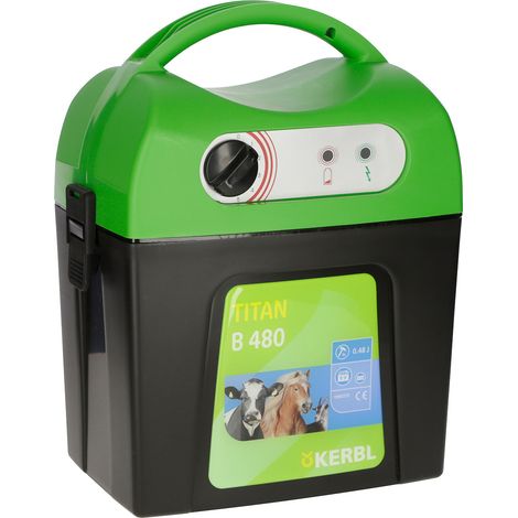 KERBL TITAN B 480 APPAREIL DE CLÔTURE ÉLECTRIQUE SANS FIL POUR CHEVAUX, POUR ENCLOS À FAIBLE CROISSANCE, POUR CLÔTURES STANDARD)