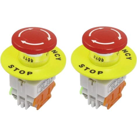 royaluxe -Bouton-poussoir d'arrêt d'urgence, 2 pièces, trou de montage de 22mm, interrupt rouge avec panneau d'arrêt d'urgence de 60mm, 1NO 1NC (1/3)