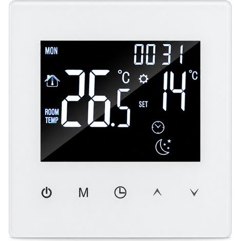 Thermostat Wi-Fi blanc pour chauffage au sol électrique 16 A, affichage numérique (1/5)