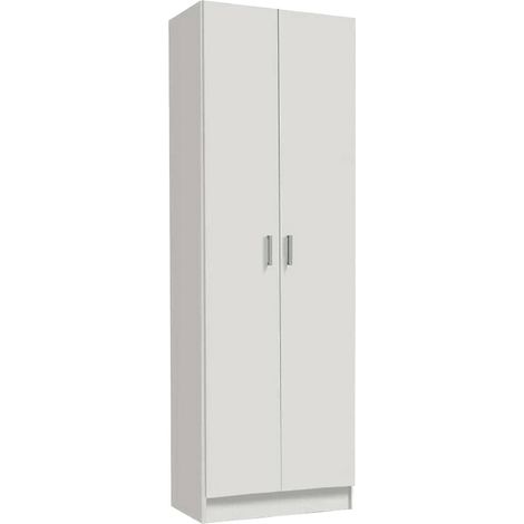 Armadio multiuso 2 ante Salem, Mobile ausiliario, Porta scarpe con 3 ripiani, Scarpiera alta moderna, 59x37h180 cm, Bianco (1/5)