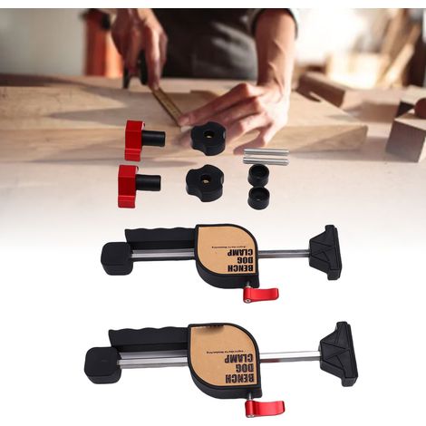 Kit de fixation pour table de travail du bois, serre-joint de bureau à serrage rapide, fixation auxiliaire pour établi avec tenon de 19 mm. Kit de fixation pour table de travail du bois. (1/5)