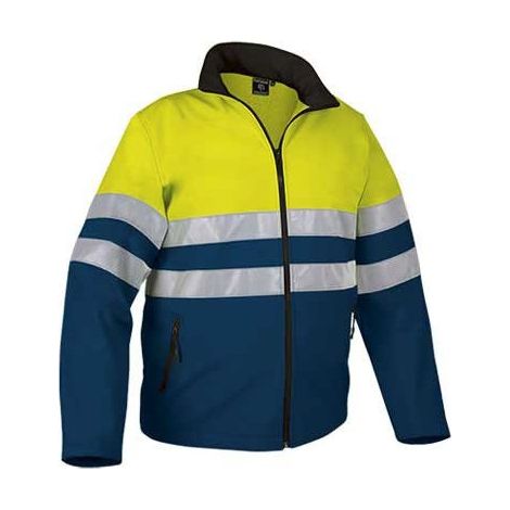 Chaqueta retroreflectante alta visibildad en tejido técnico Storm L Amarillo fluor / Azul marino