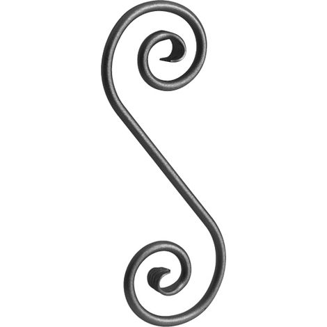 Riccio Riccio a S - Altezza 360mm Larghezza 130mm tondo liscio Ø14mm - Ferro battuto - Saldatura