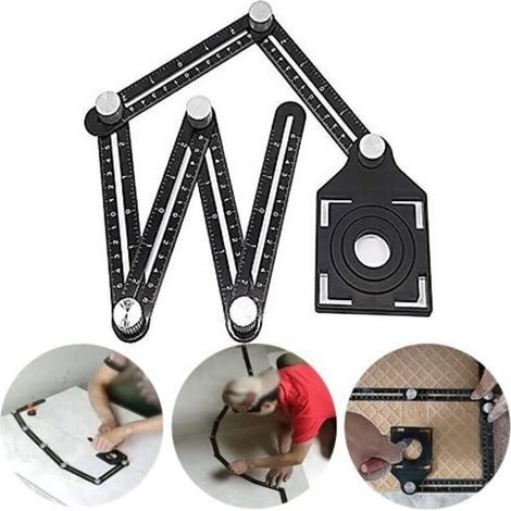 Règle de mesure d'angle - Règle multi-angles - Facile à mesurer - Pour bricoleurs, bricoleurs, charpentiers, carreaux, artisans (1/5)
