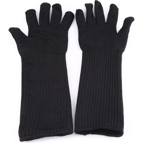 Lot 1 paire gants niveau 5 – poignets longs – fil acier inoxydable/polyester – protection mains, poignets, avant-bras