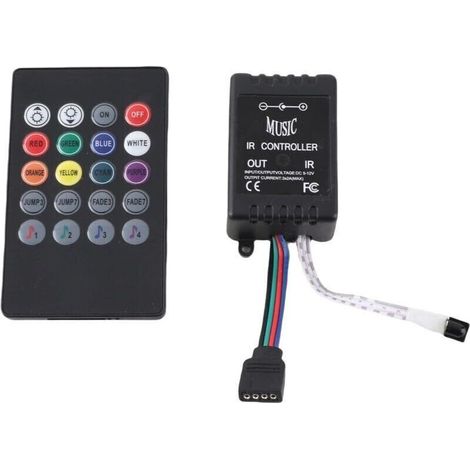 Contrôleur de musique LED 20 boutons, télécommande IR pour bandes lumineuses RVB, DC 12 V-24 V 6 A (1/4)
