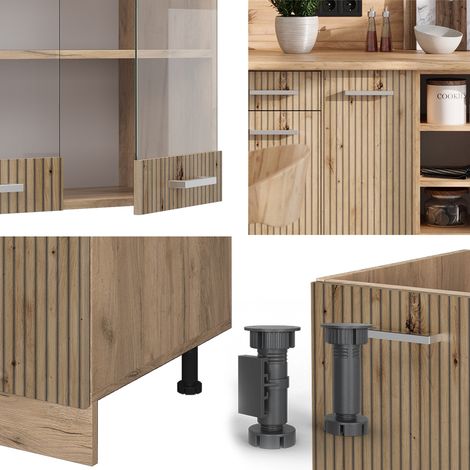 Cuisine R-Line, Chêne Artisan/Chêne doré, 240 cm sans plan de travail, Vicco (1/5)