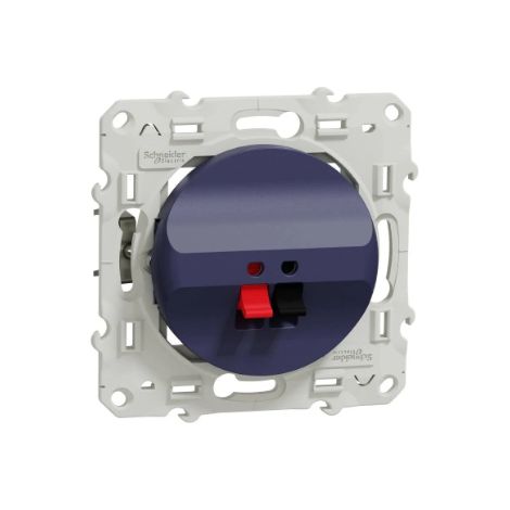 Prise haut-parleur 1 sortie bleu cobalt encastré avec support (sans plaque) Odace
