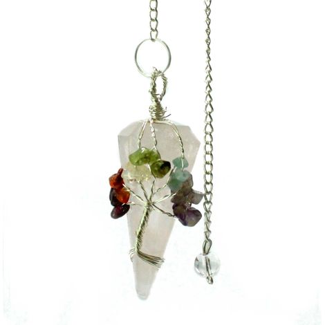 Pendule Magique - Sept Chakras - Quartz Rose- Vendu par 1 (1/4)