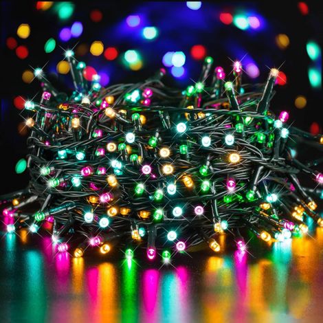Bunte LED-Lichterkette für Weihnachten, 20 m, 200 LED-Lichterkette, DIY, mehrfarbige Weihnachtsbeleuchtung mit und 8 Modi für Weihnachten, Party, Hochzeitsdekoration im Innen- und Außenbereich (1/5)