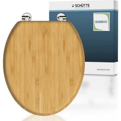 Abattant WC Bamboo en bambou massif, abattant de WC durable en bois de bambou, compatible avec toutes les toilettes courantes, très grande résistance au poids, testée jusqu'à 150 kg (1/5)