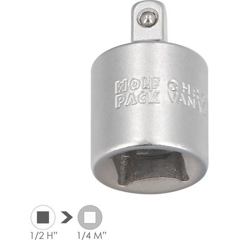 Adaptador Reductor  1/2" Hembra A 1/4" Macho. Acero Cromo Vanadio
