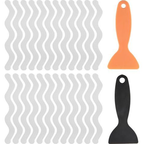 Autocollants de PoignéE de Bain 24 PièCes Bandes AntidéRapantes pour Douche avec 2 PièCes Grattoir Bandes AntidéRapantes Tapis de de Baignoire (1/5)