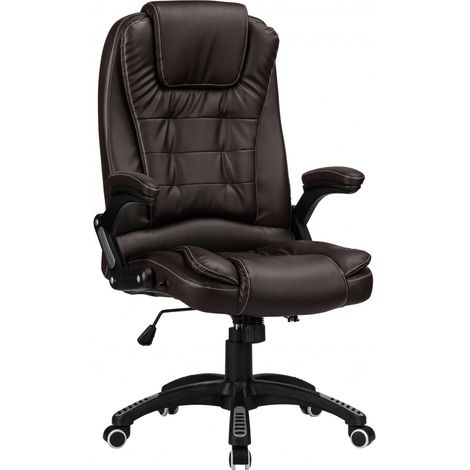 Reclining Office Chair with High Back and Luxury Faux Leather - Brown (1/4)