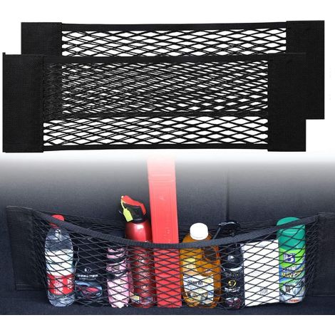 [Paquete de 2] Red para maletero de coche, red de almacenamiento para maletero, tamaño grande 80 x 25 cm, botellas, comestibles, organizadores adicionales para almacenamiento en coche o camioneta (1/5)