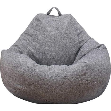 Klassischer Sitzsack für drinnen und draußen, ungefüllter Sitzsack, groß, mit Bezug für Erwachsene und Kinder (XL Hellgrau) (1/5)