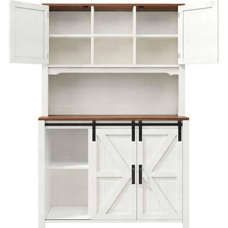 Armario de cocina alto con puertas correderas y LED 115 x 40 x 174,7 cm MDF blanco HOMVRA (1/5)